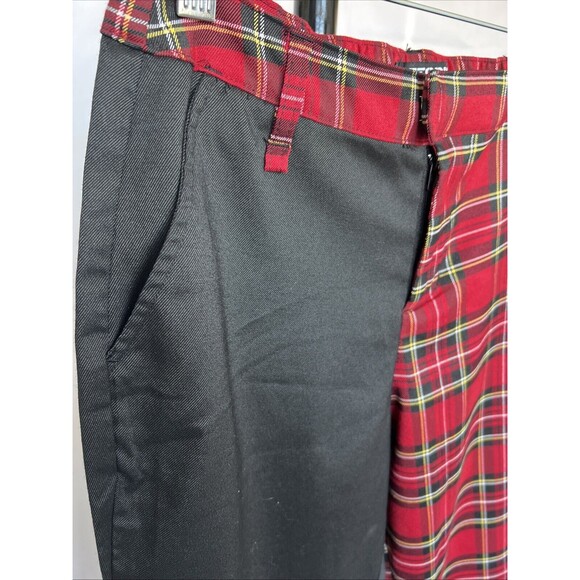 Hot Topic Size Small Plaid Split Straight Trouser Pant Red Black Grunge Punk - Picture 5 of 8